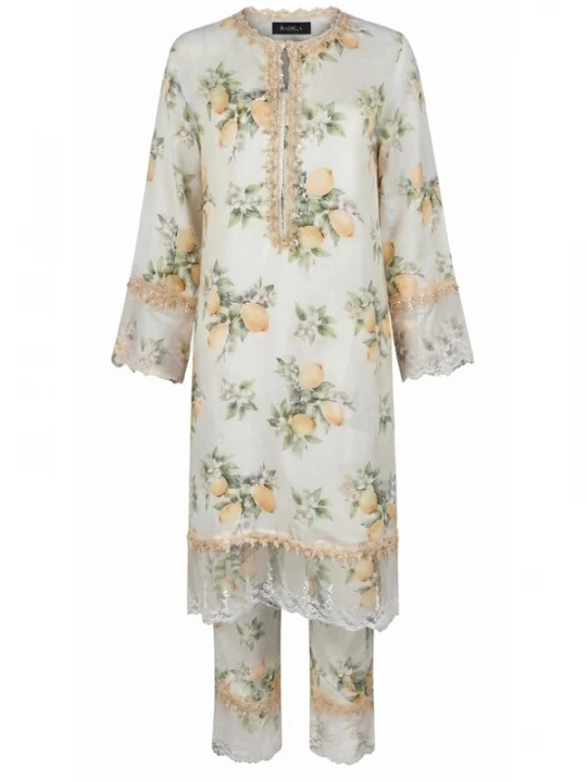 Obrázek produktu Radwa Tunika 'RADWA 2 PCs Women's Floral Co-ord Set' béžová