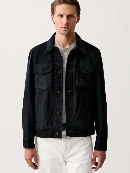 Obrázek produktu rag & bone přechodová bunda pánská semišová námořnická modř