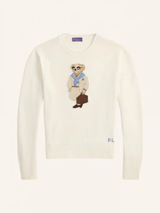 Obrázek produktu Ralph Lauren Purple Label Svetr S Hedvábím bílá / světle hnědá / modrá