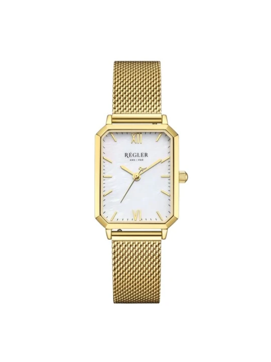 Obrázek produktu Régler Analogové hodinky 'Régler Élégance Mesh Gold - Pearl' zlatá / perlově bílá