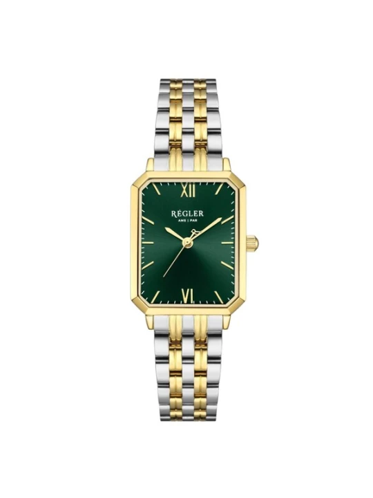 Obrázek produktu Régler Analogové hodinky 'Régler Élégance Steel Bicolor Silver / Gold - Green' zlatá / zelená / tmavě zelená / stříbrná