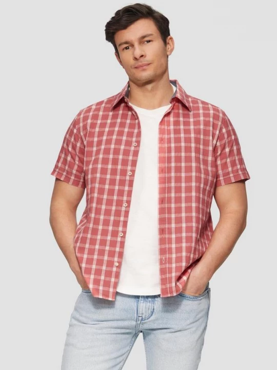Obrázek produktu Regular Fit: károvaná košile krátkým rukávem a strukturou s.Oliver červená
