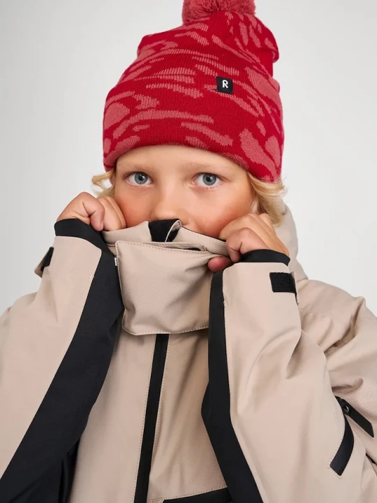 Obrázek produktu Reima čepice s bambulí dětská z merino vlny Virkku červená