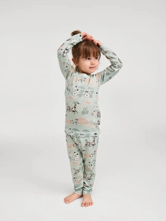 Obrázek produktu Reima set termo prádla dětské s merino vlnou Moomin Trivsam zelená
