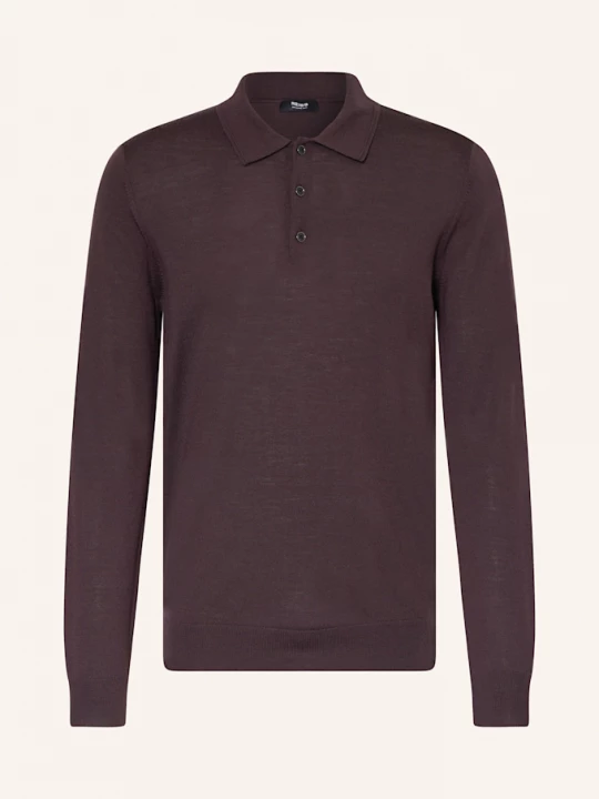 Obrázek produktu Reiss Úpletová Polokošile Trafford Z Merino Vlny tmavě červená