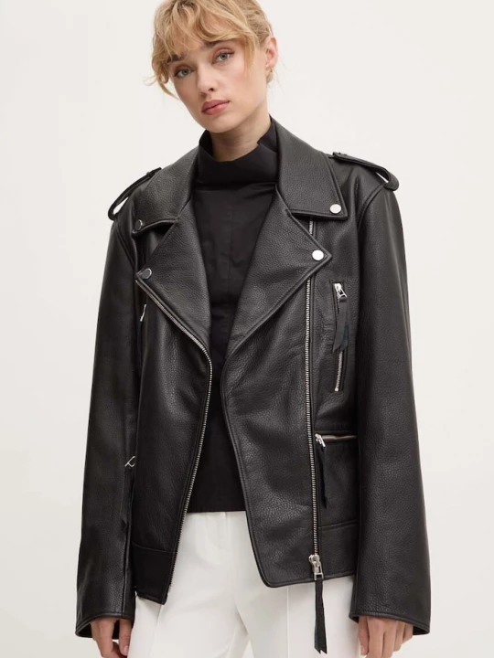 Obrázek produktu Remain Kožený křivák Remain Biker Leather Jacket černá