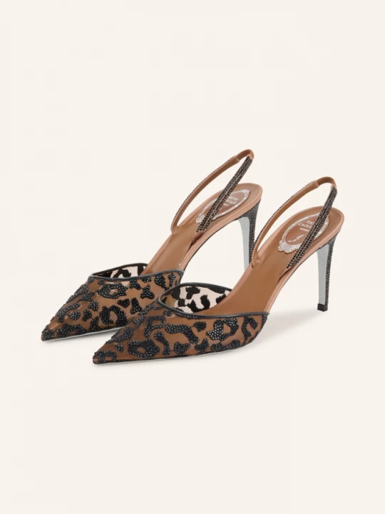 Obrázek produktu Rene Caovilla Slingpumps S Ozdobnými Kamínky hnědá / černá