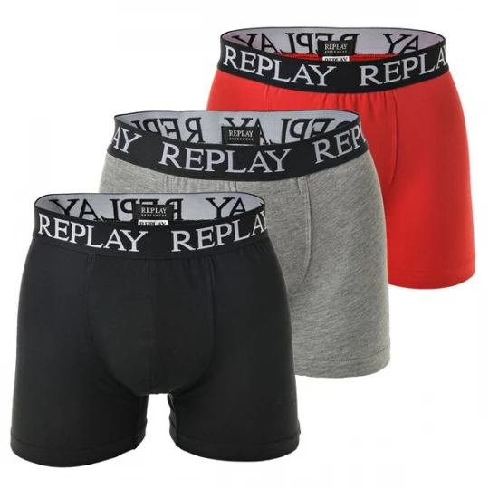 Obrázek produktu REPLAY Boxerky  světle šedá / šedý melír / jasně červená / černá