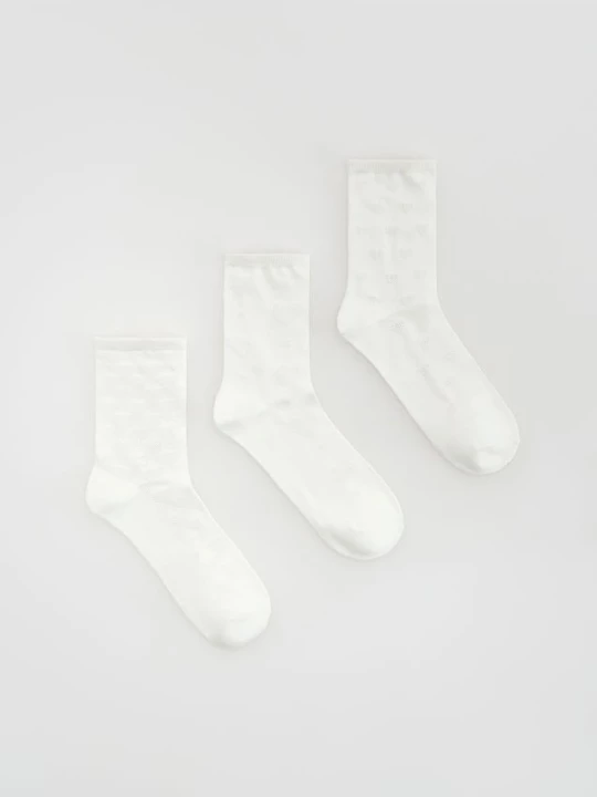 Obrázek produktu Reserved - 3pack ponožky se srdíčky - krémová