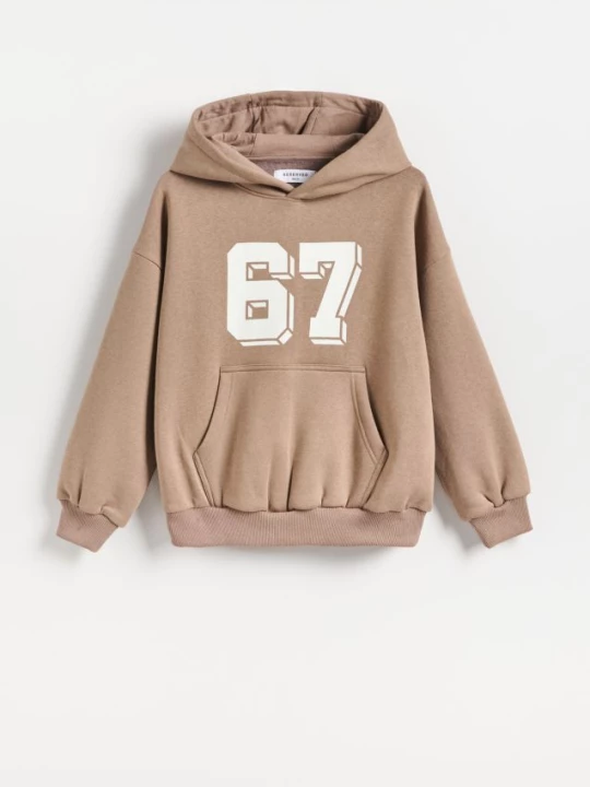 Obrázek produktu Reserved - Bavlněná oversize mikina - hnědá