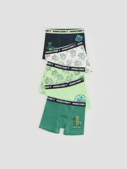 Obrázek produktu Reserved - Bavlněné boxerky Minecraft 5 pack - tmavě zelená