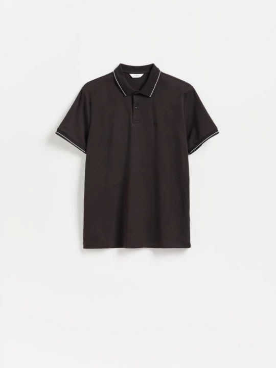 Obrázek produktu Reserved - Bavlněné polo tričko slim - tmavě hnědá