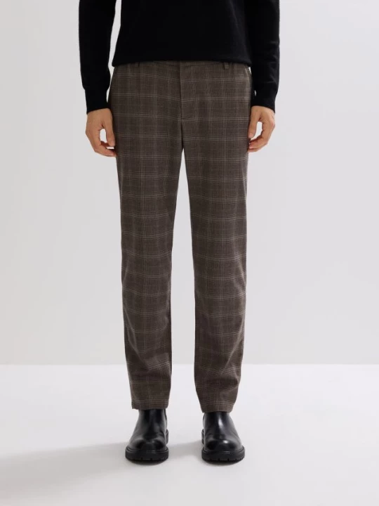 Obrázek produktu Reserved - Chino kalhoty slim fit v kostce - tmavě hnědá