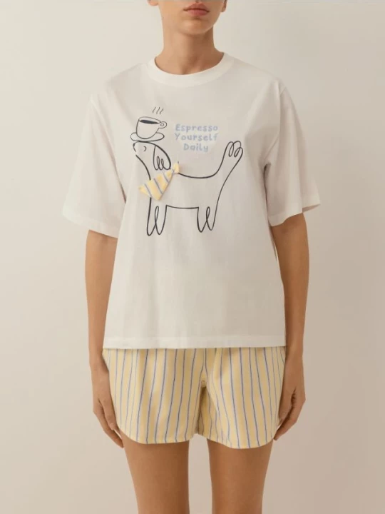 Obrázek produktu Reserved - Dvoudílná pyžamová souprava s potiskem - světle žlutá