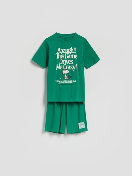 Obrázek produktu Reserved - Dvoudílné pyžamo Snoopy - tmavě zelená