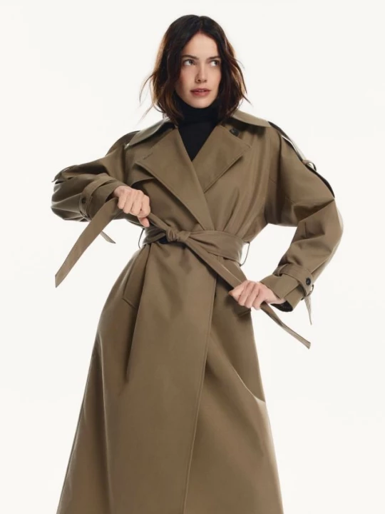 Obrázek produktu Reserved - Dvouřadý trenčkot oversized - hnědozelená