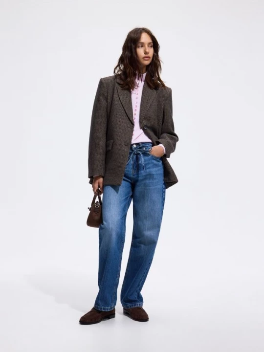 Obrázek produktu Reserved - Džíny straight s opaskem na zavázání - indigo jeans