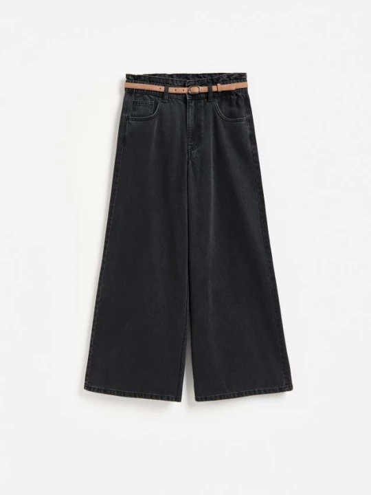 Obrázek produktu Reserved - Džíny wide leg s opaskem - černý