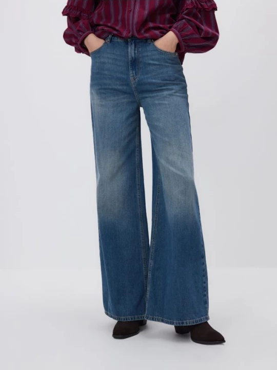 Obrázek produktu Reserved - Džíny wide leg s ošoupáním - indigo jeans
