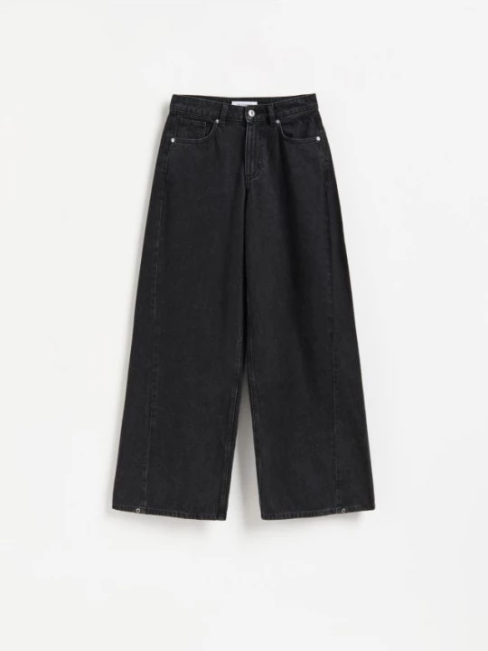 Obrázek produktu Reserved - Džíny wide leg s prošitím - černý