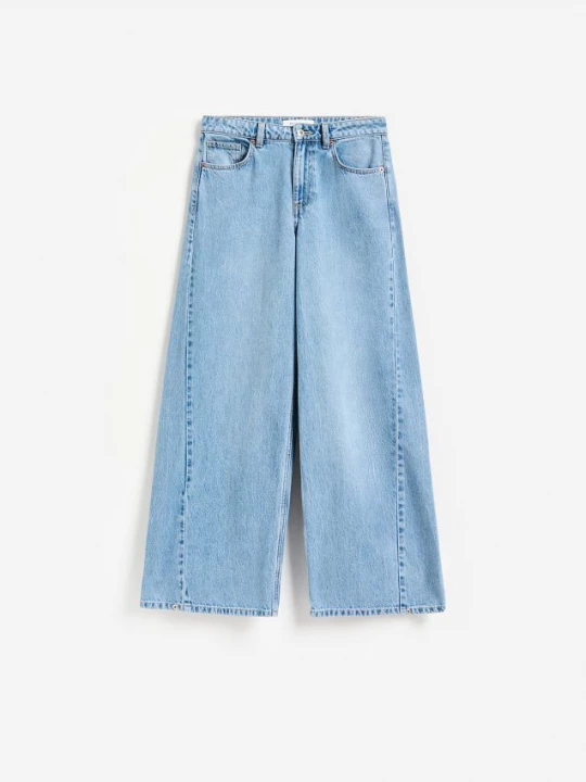 Obrázek produktu Reserved - Džíny wide leg s prošitím - modrá
