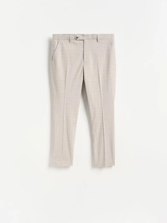 Obrázek produktu Reserved - Elegantní kostkované kalhoty slim - kávová