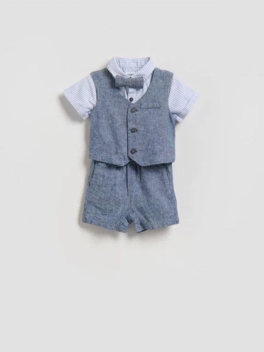 Obrázek produktu Reserved - BABIES` BODY SUIT, VEST, SHORTS&BOW TIE - modrá