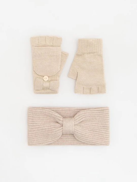 Obrázek produktu Reserved - GIRLS` HEADBAND & MITTENS - béžová