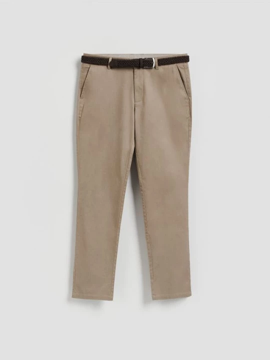 Obrázek produktu Reserved - Kalhoty chino slim s páskem - kávová