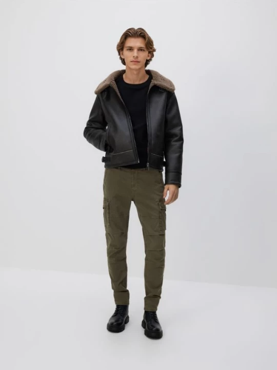 Obrázek produktu Reserved - Kalhoty slim fit cargo - hnědozelená