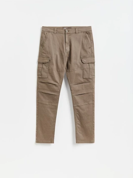 Obrázek produktu Reserved - Kalhoty slim fit cargo - pudrově hnědá