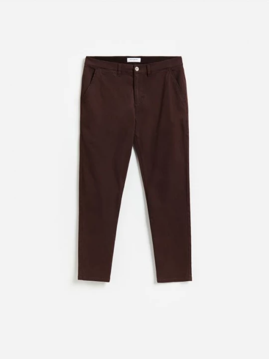 Obrázek produktu Reserved - Kalhoty slim fit s lyocellem - tmavě hnědá