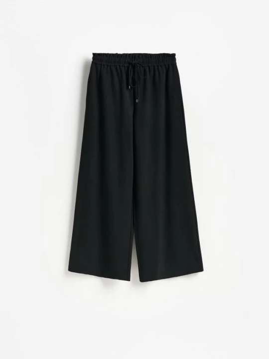 Obrázek produktu Reserved - Kalhoty wide leg s vázáním - černý