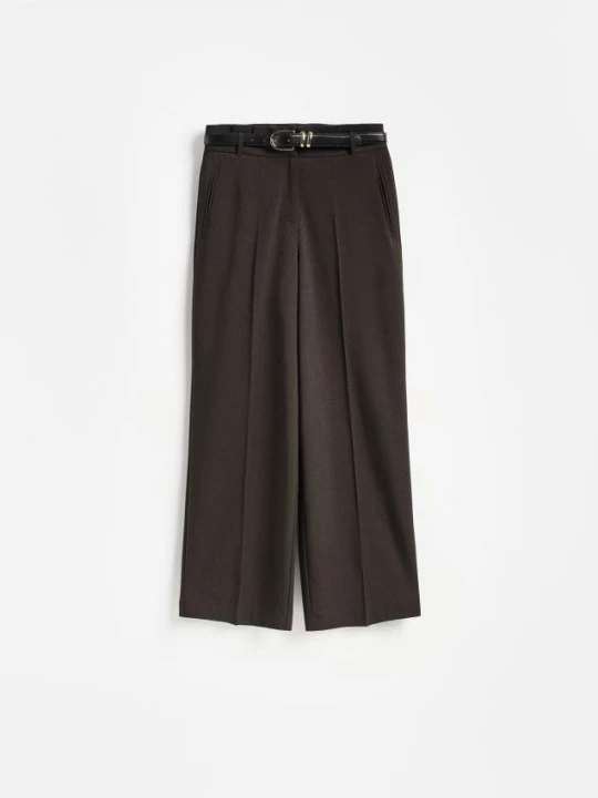 Obrázek produktu Reserved - Kalhoty wide leg - tmavě hnědá