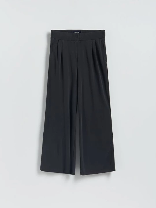 Obrázek produktu Reserved - Kalhoty wide leg z modalu - tmavomodrá