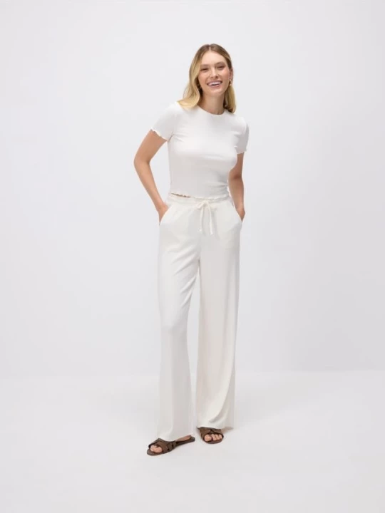 Obrázek produktu Reserved - Kalhoty ze strukturované látky - krémová