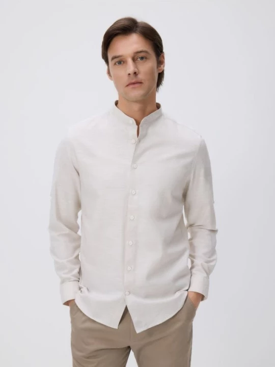 Obrázek produktu Reserved - Košile slim fit s vysokým podílem bavlny - béžová
