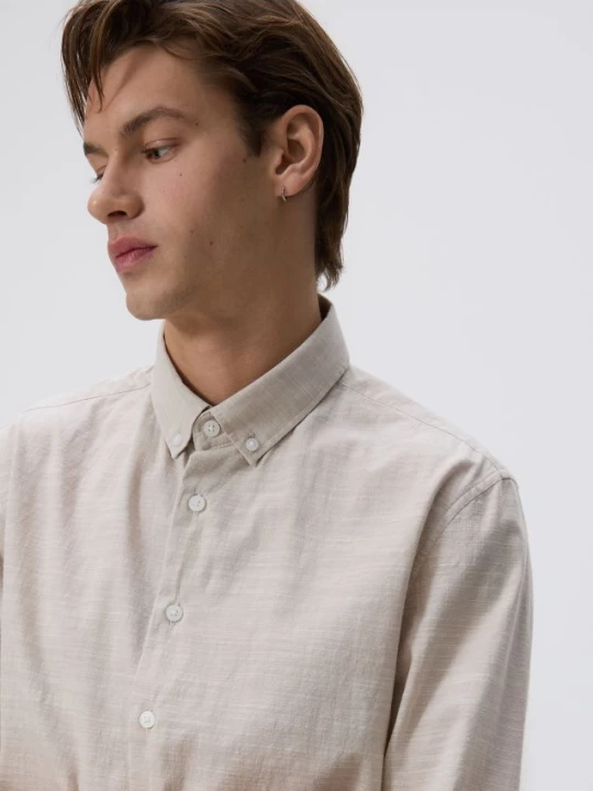 Obrázek produktu Reserved - Košile slim fit s vysokým podílem bavlny - béžová