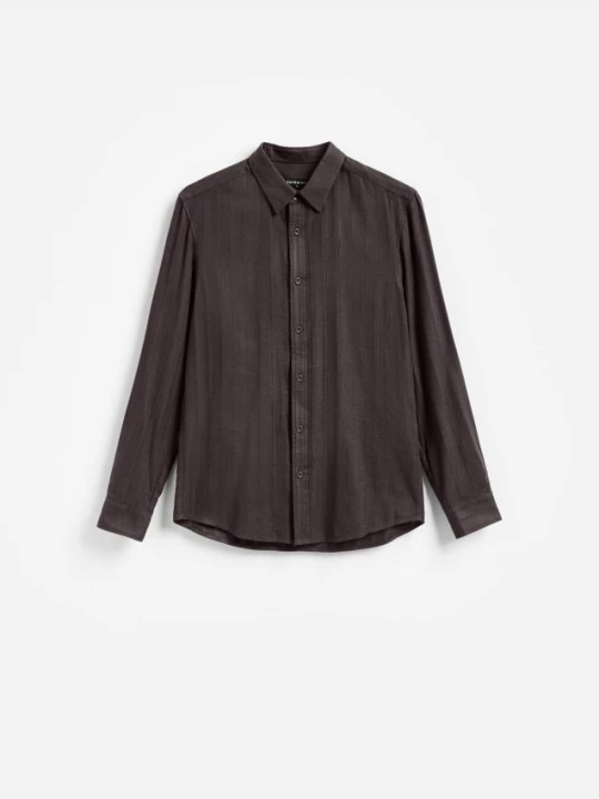 Obrázek produktu Reserved - Košile slim fit s vysokým podílem bavlny - pudrově hnědá