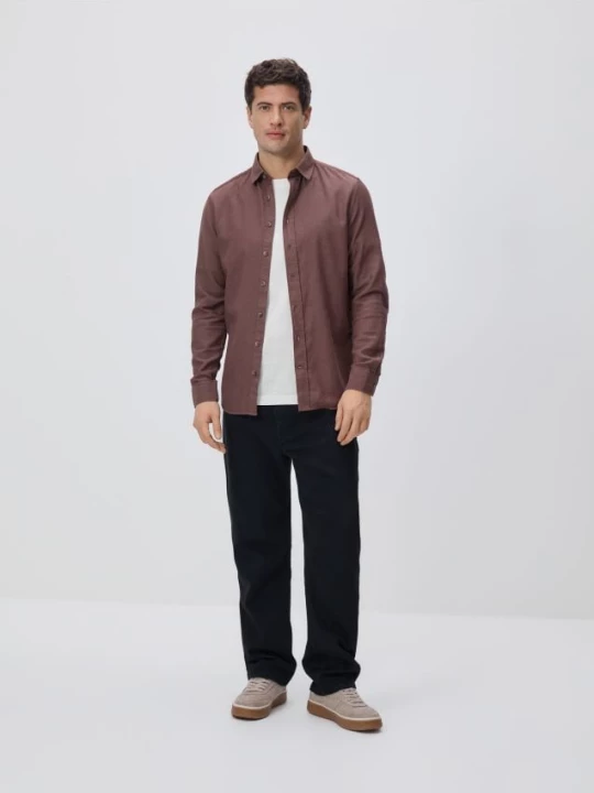 Obrázek produktu Reserved - Košile slim fit z egyptské bavlny - hnědá