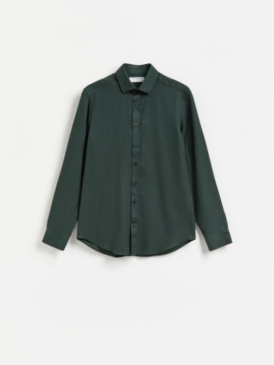 Obrázek produktu Reserved - Košile slim fit z egyptské bavlny - tmavě zelená