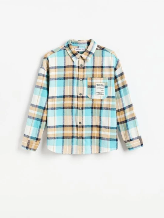 Obrázek produktu Reserved - Kostkovaná oversize košile - tyrkysová