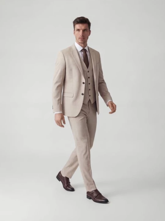 Obrázek produktu Reserved - Kostkovaný blejzr slim fit - béžová