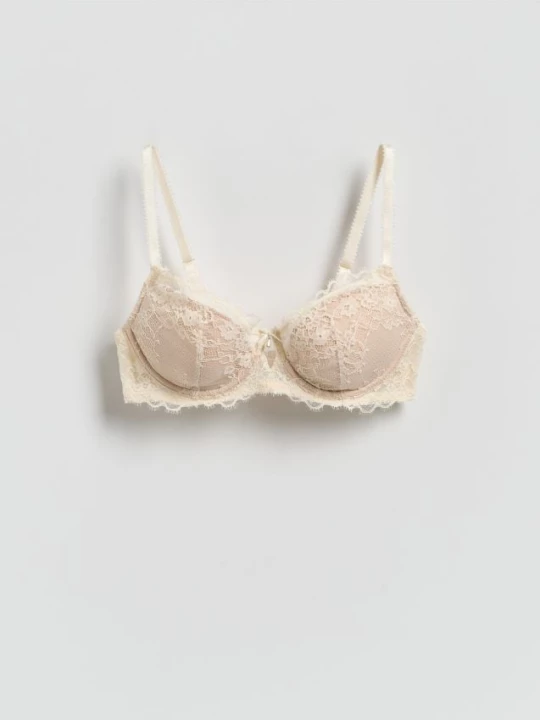 Obrázek produktu Reserved - Krajková push up podprsenka - krémová