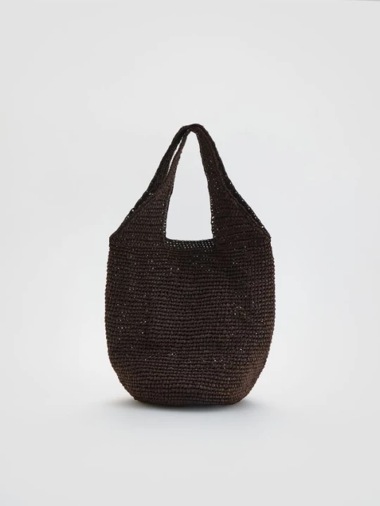 Obrázek produktu Reserved - Pletená handmade kabelka - tmavě hnědá