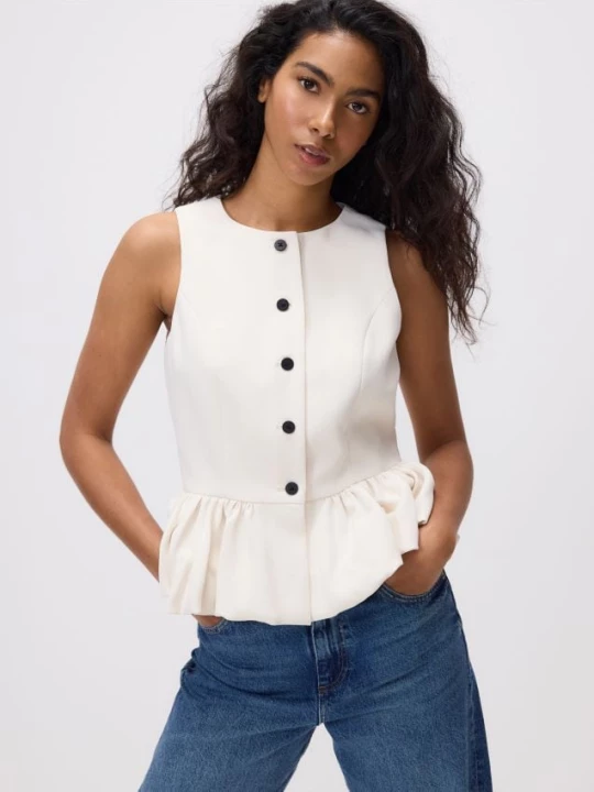 Obrázek produktu Reserved - Vesta s peplum volánem - krémová