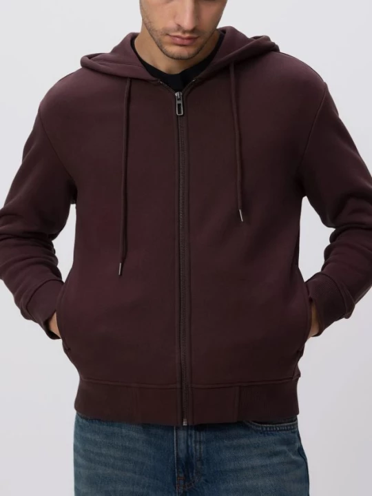 Obrázek produktu Reserved - Mikina na zip s kapucí - tmavě hnědá