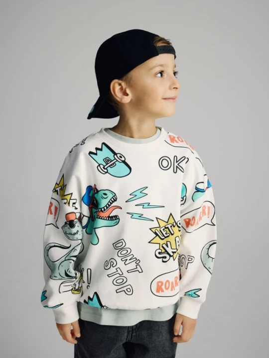 Obrázek produktu Reserved - Mikina oversized s potiskem - krémová