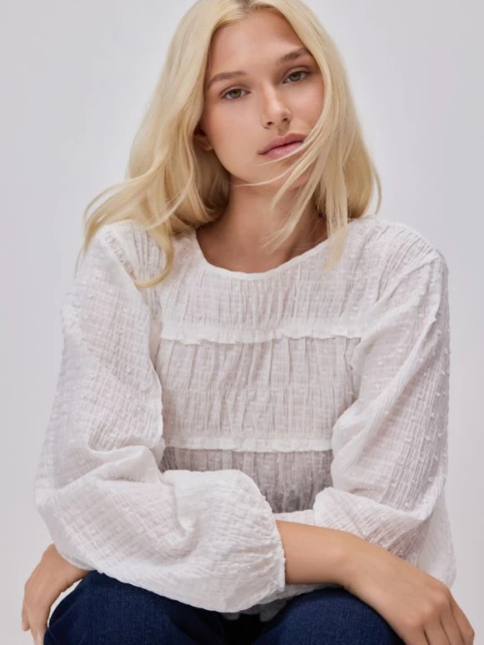 Obrázek produktu Reserved - Nabíraná halenka - krémová