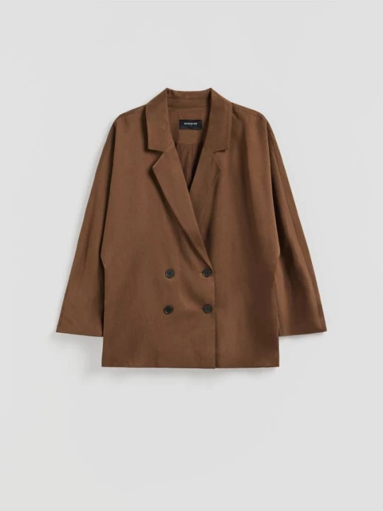 Obrázek produktu Reserved - Oversize sako s lyocellem - hnědá